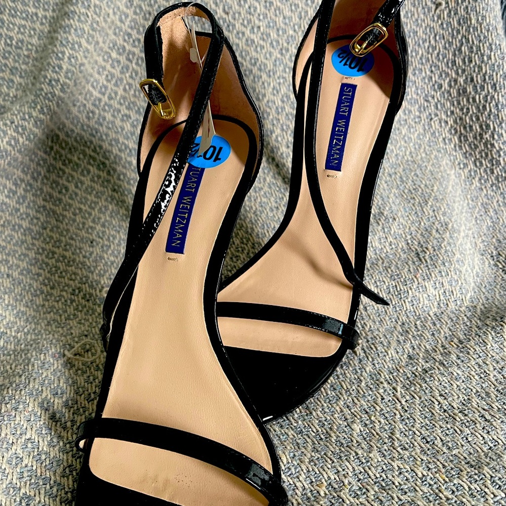 Stuart Weizman Black Patent Nudist 100mm